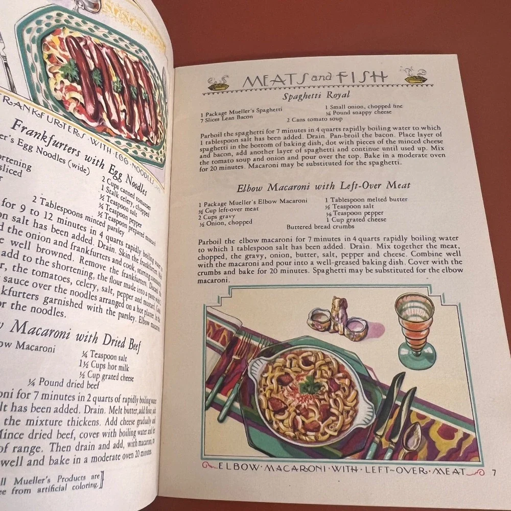 Vintage 1929 Muellers Tested & Proven Recipes Pasta Cookbook Booklet Advertising